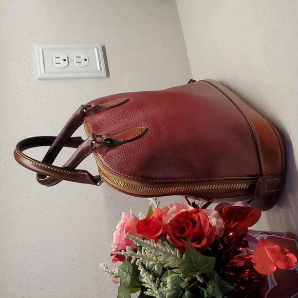 Dooney & Bourke Red & Brown Dome Pebbled Leather - Picture 4 of 16